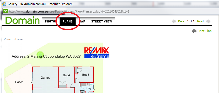 extract form domain.com.au about floor plan icon